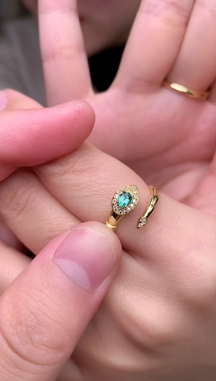 【闪购商品】祖母绿戒指银S925镶嵌戒指