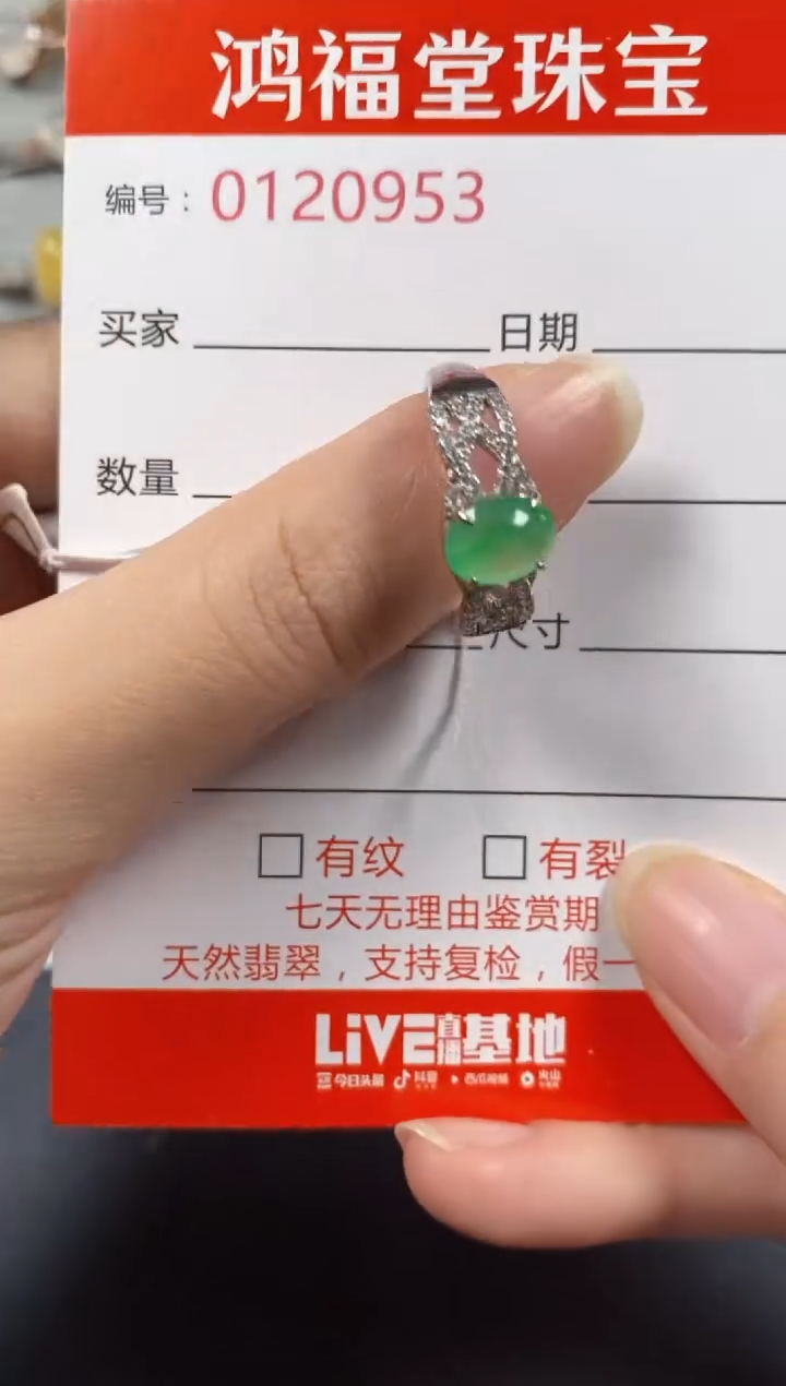 银S925镶嵌戒指翡翠0953