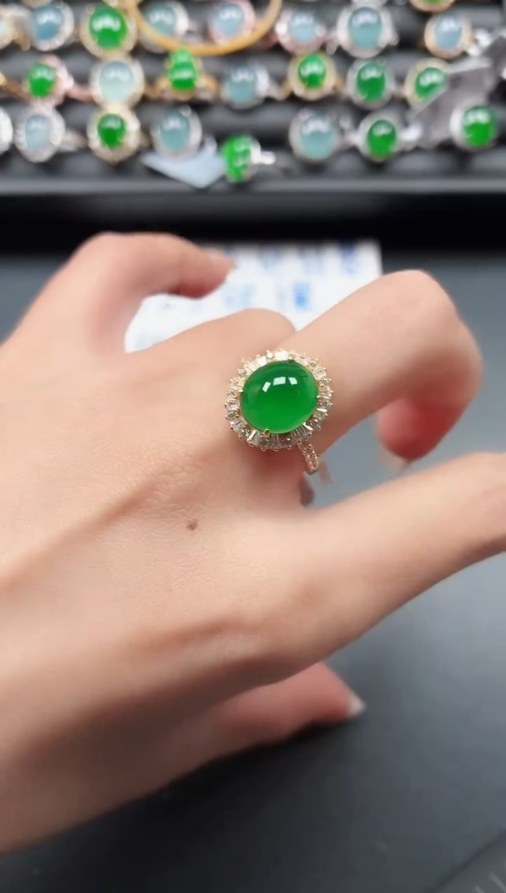 银S925镶嵌戒指翡翠1