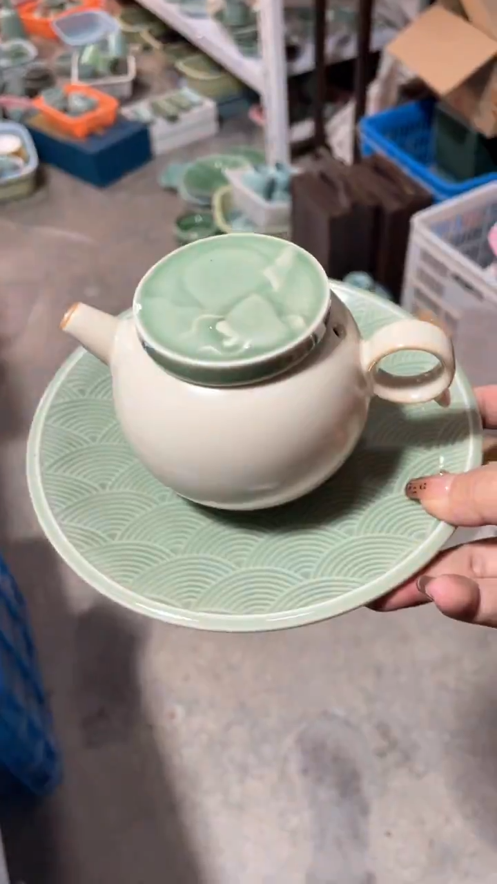 【闪购商品】1壶1壶承 特价 微瑕 慧仙青瓷