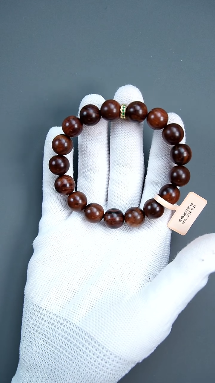 手串/手链黄花梨/降香黄檀金****钢海南黄花梨紫油梨水波12mm特价