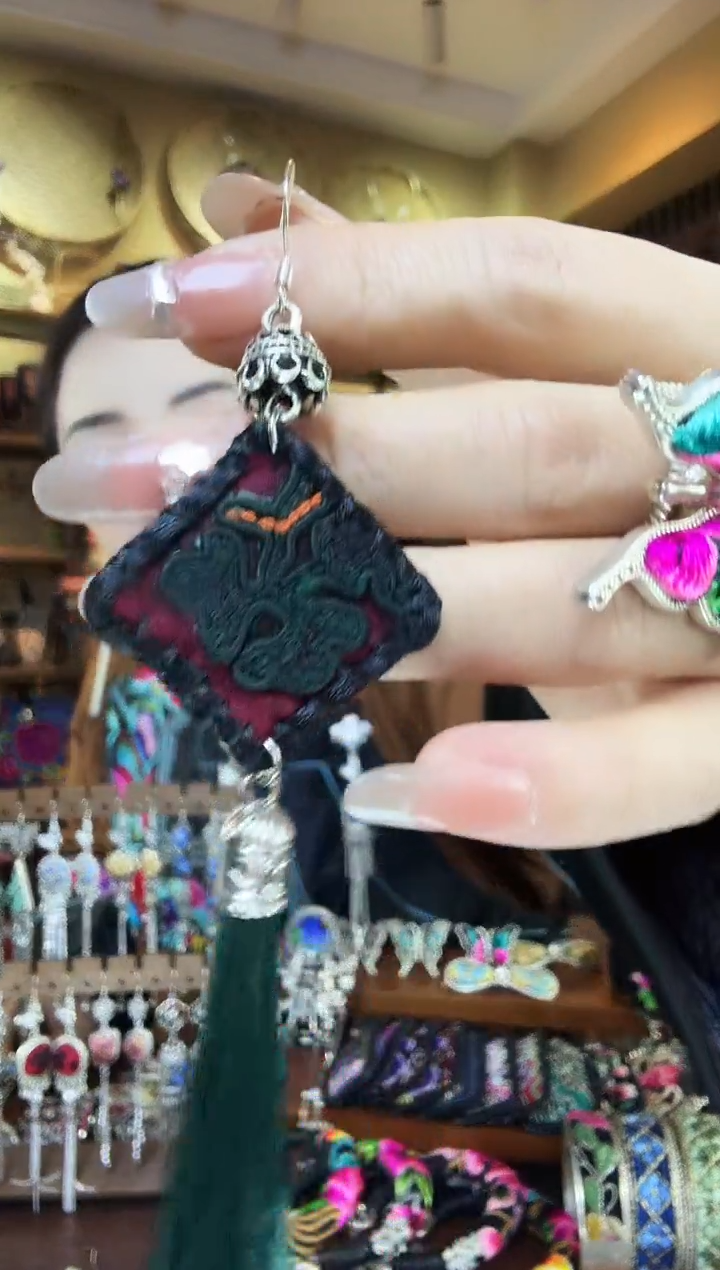 刺绣非遗刺绣民族风耳环