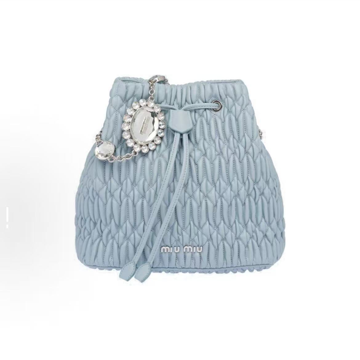 99新 MIU MIU/缪缪 【总仓】蓝色 小号 水桶包/BGB200680014/98新