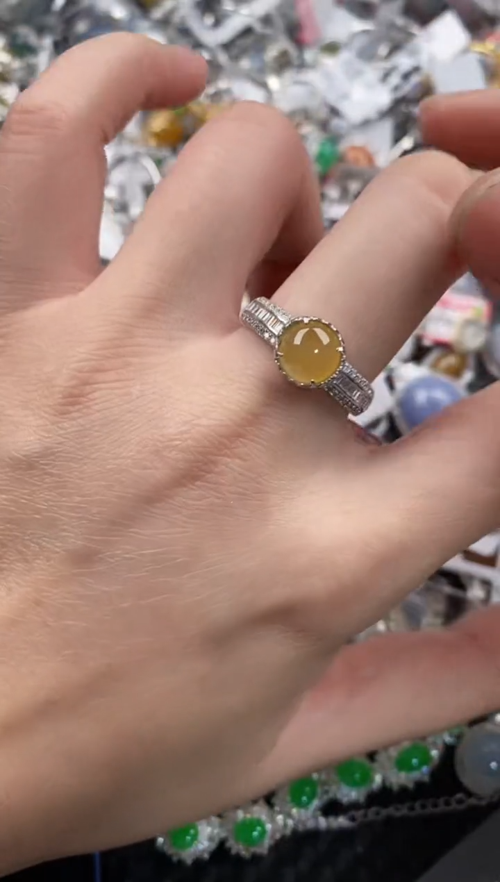 银S925镶嵌戒指翡翠10                    9