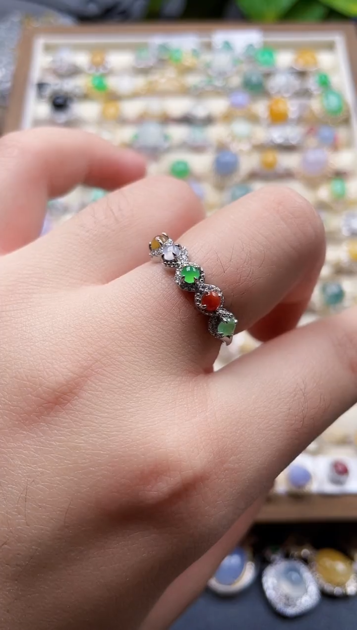 银S925镶嵌戒指翡翠1