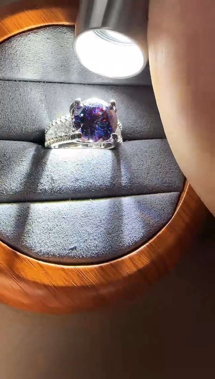 主播定制链接 紫色牛头戒指5ct 定制圈口