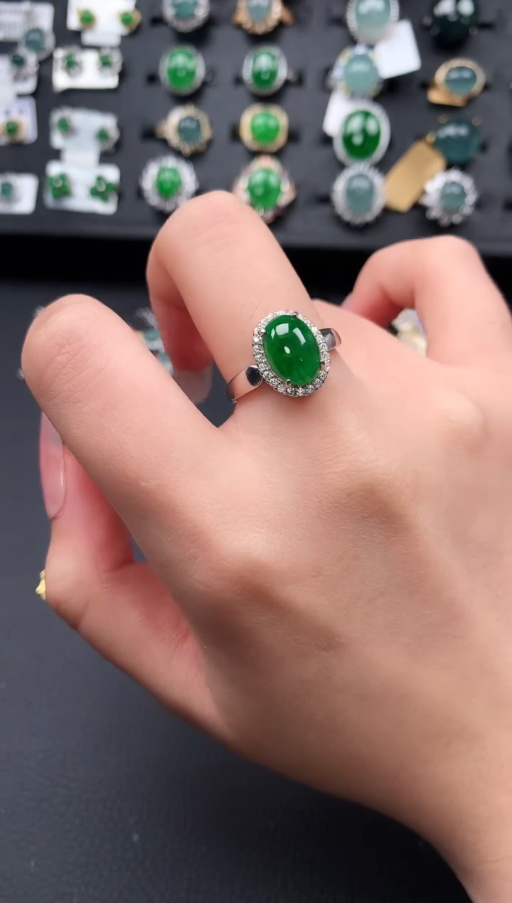 【闪购商品】翡翠戒指银S925镶嵌51414
