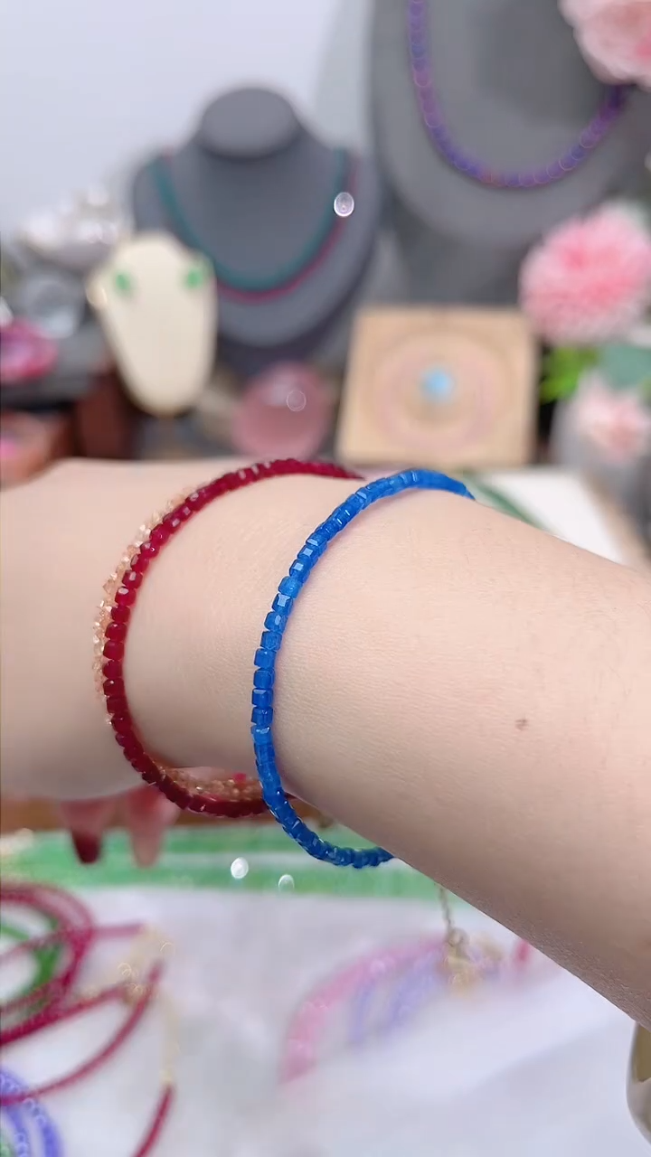 手链蓝宝石银S925镶嵌蓝方56