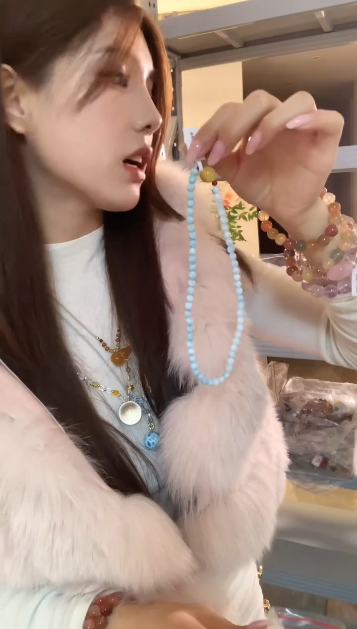 未镶嵌针钠钙石手串R****ต海纹石双圈72号