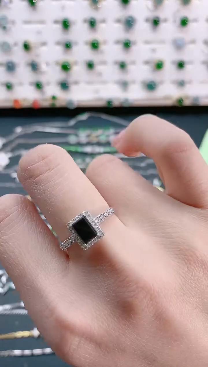 【闪购商品】翡翠戒指银S925镶嵌天然翡翠