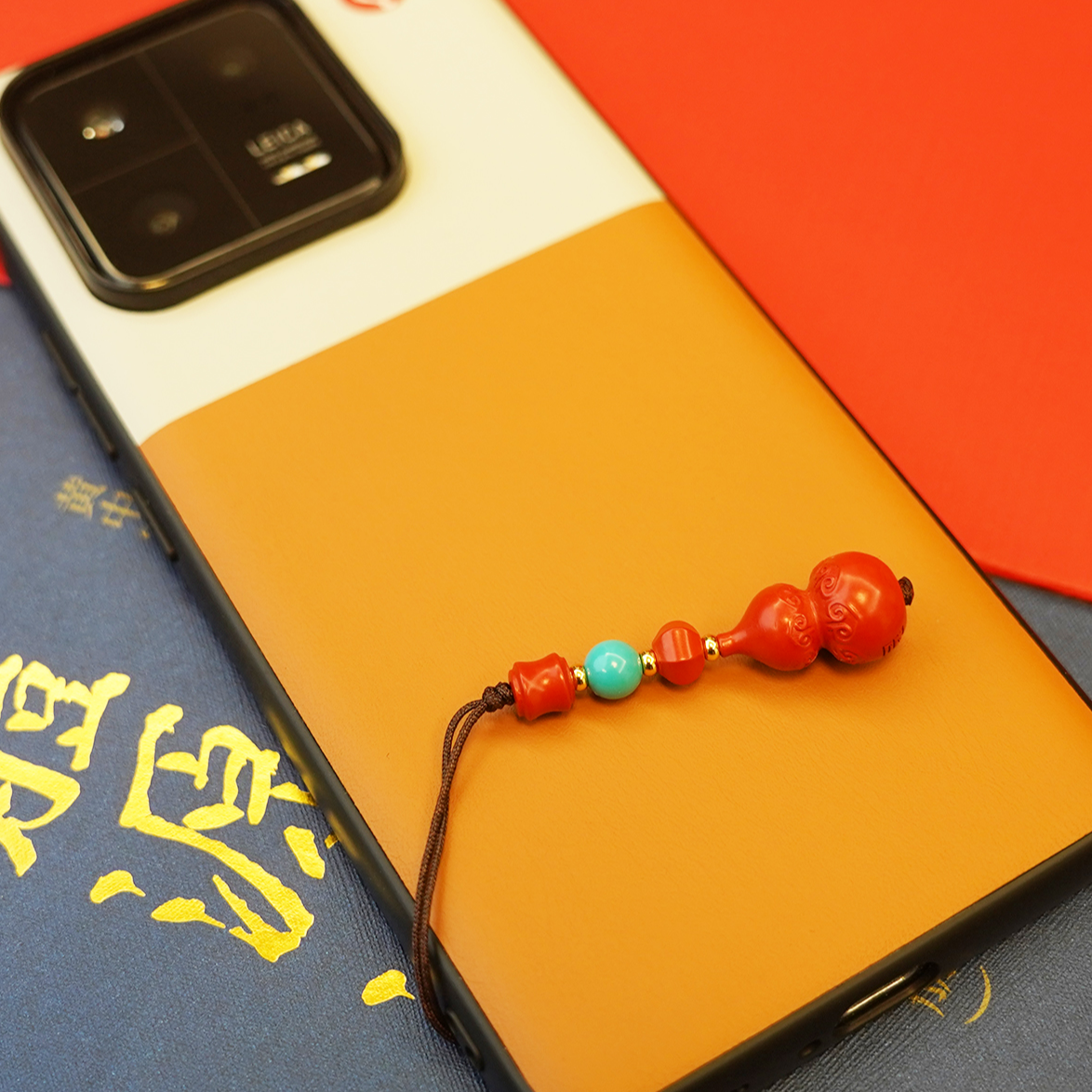 葫芦手机链 _ 龙头挂链如意挂件钥匙扣/仿古设计/纯红砂