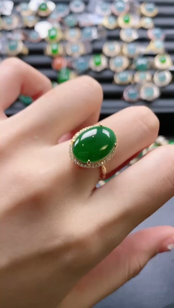 【闪购商品】翡翠戒指银S925镶嵌-600