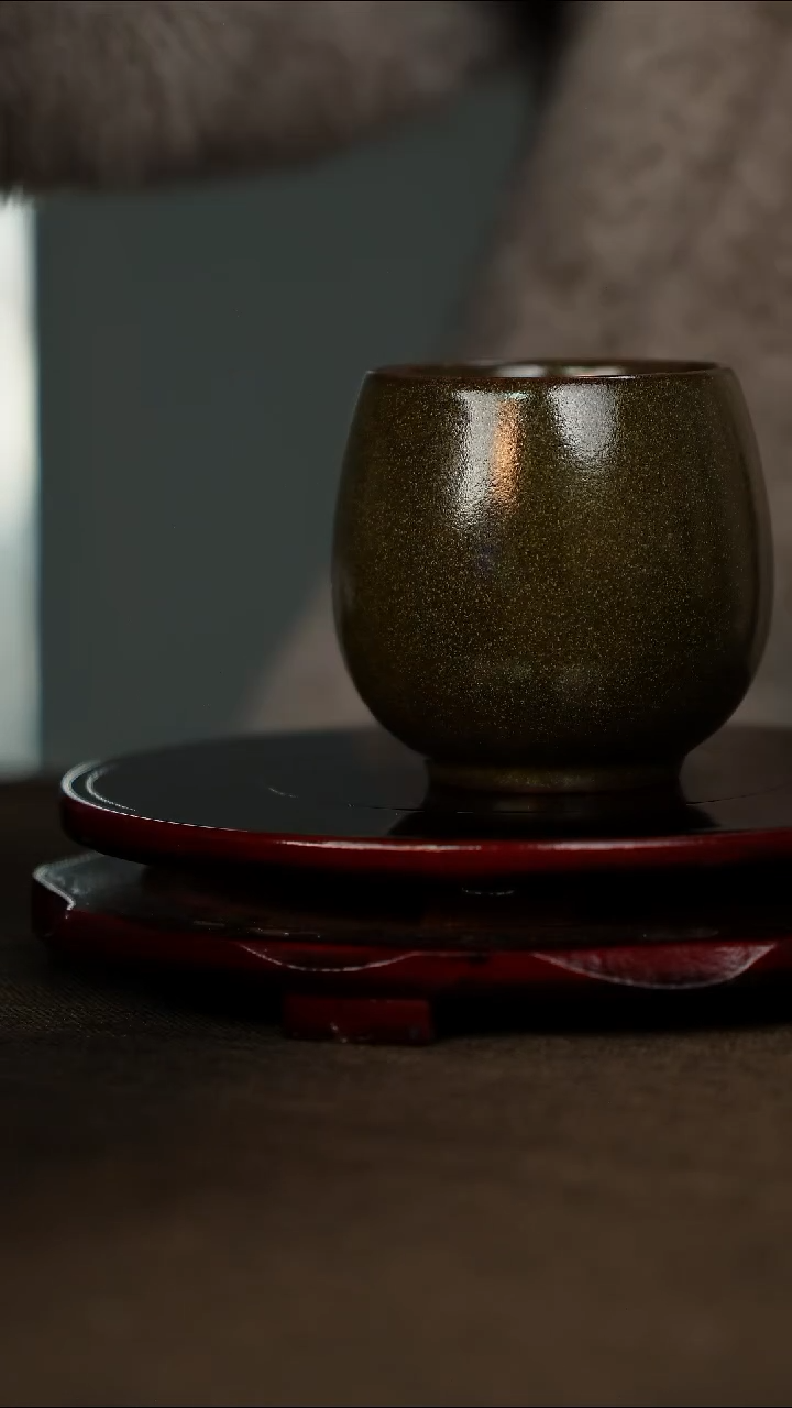 柴烧 窑变 龙蛋杯 无底款964