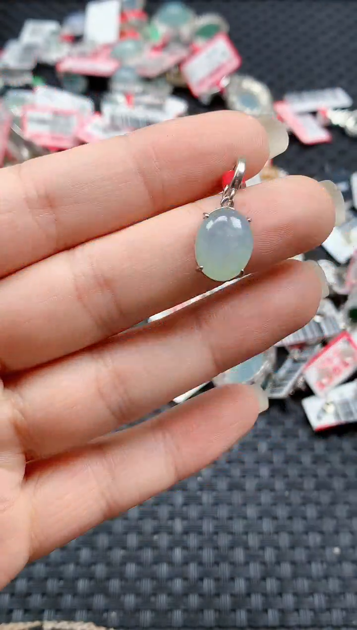 银S925镶嵌戒指翡翠天然A货缅甸翡翠