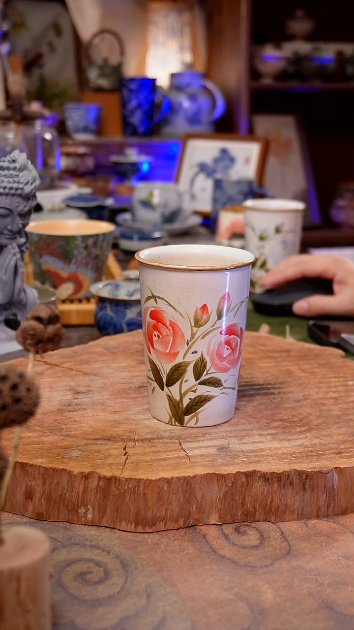 杯子玫瑰手工手绘手工手绘