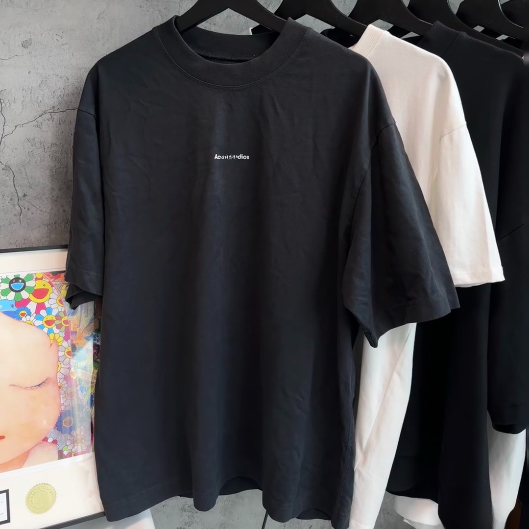 简约宽松休闲【AC小字母】立体重磅纯棉短袖T恤，男女同款