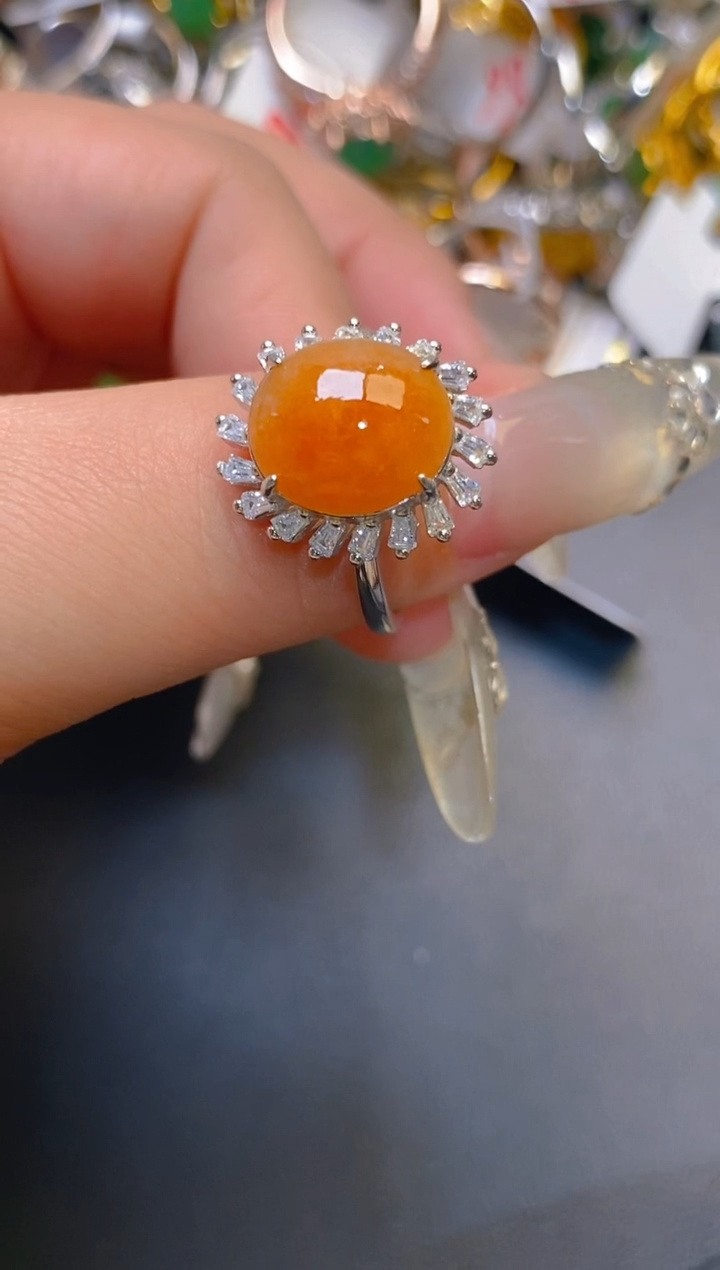 【闪购商品】翡翠耳饰银S925镶嵌天然A货翡翠1