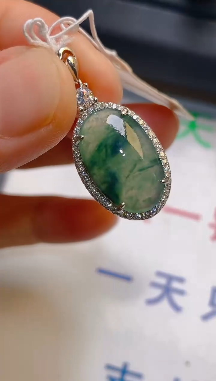 【闪购商品】翡翠耳饰银S925镶嵌天然A货翡翠1