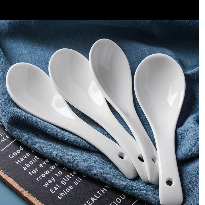 纯白盛汤小汤勺10只调羹饭店家用商用火锅漏勺稀饭粥