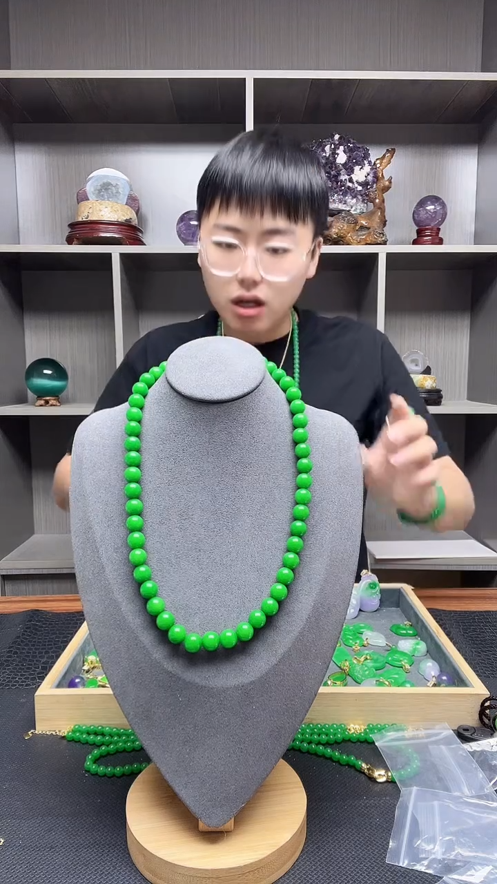 翡翠14K金镶嵌项链项链