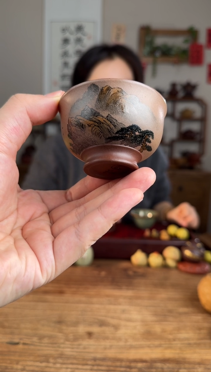 【闪购商品】紫砂茶壶墨绘大写意压手杯