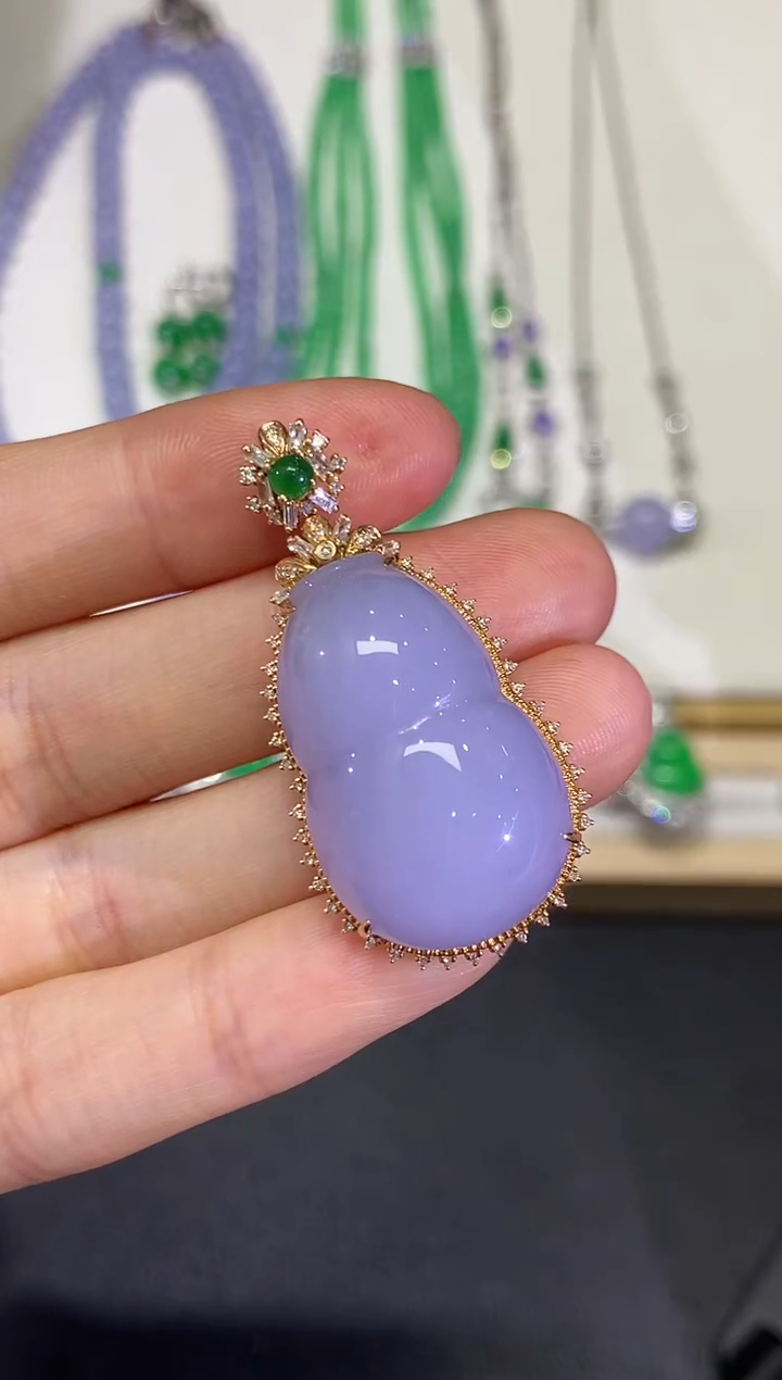 【闪购商品】翡翠颈饰18K金镶嵌团购44