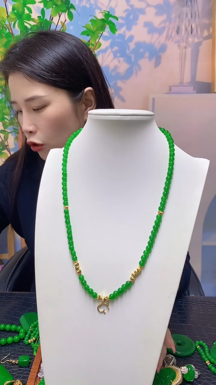 【闪购商品】翡翠14K金镶嵌项链翡翠项链