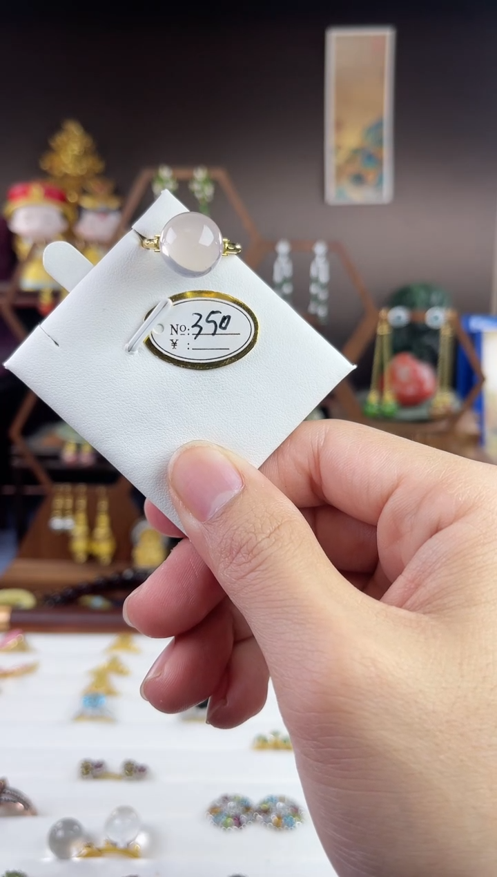 银S925镀金镶嵌戒指烟晶，粉水晶戒指-孤品