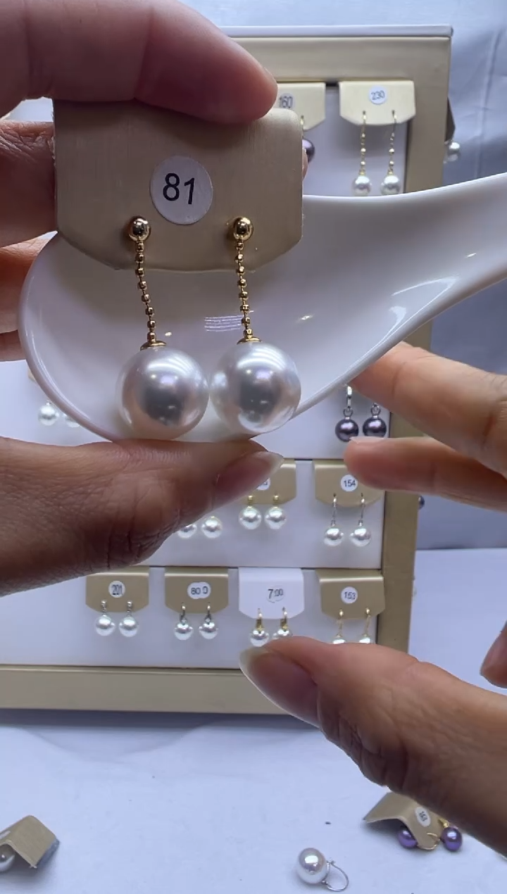 银S925镶嵌耳饰淡水珍珠81