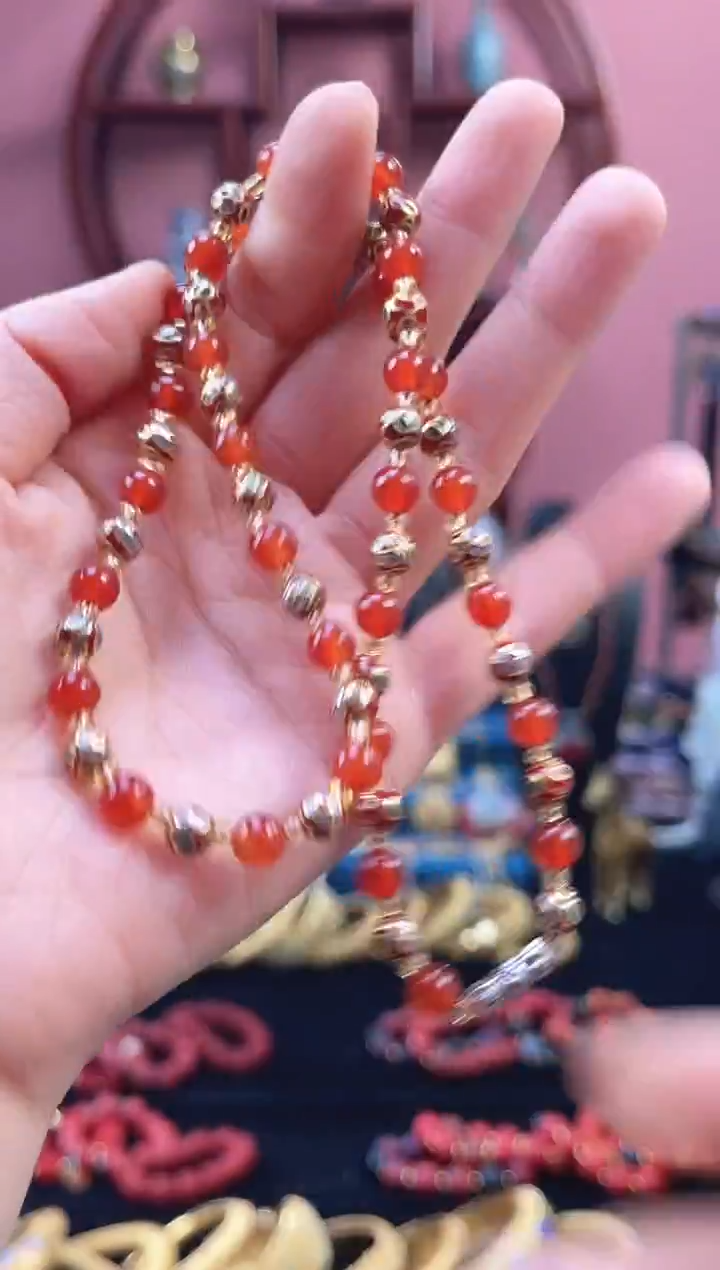 非遗 景泰蓝 项链 0.6 红色