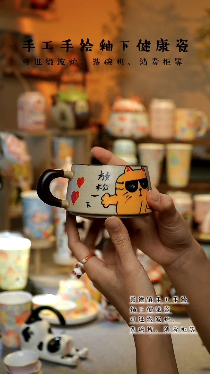 【闪购商品】杯陶瓷景德镇高温釉下彩&A435