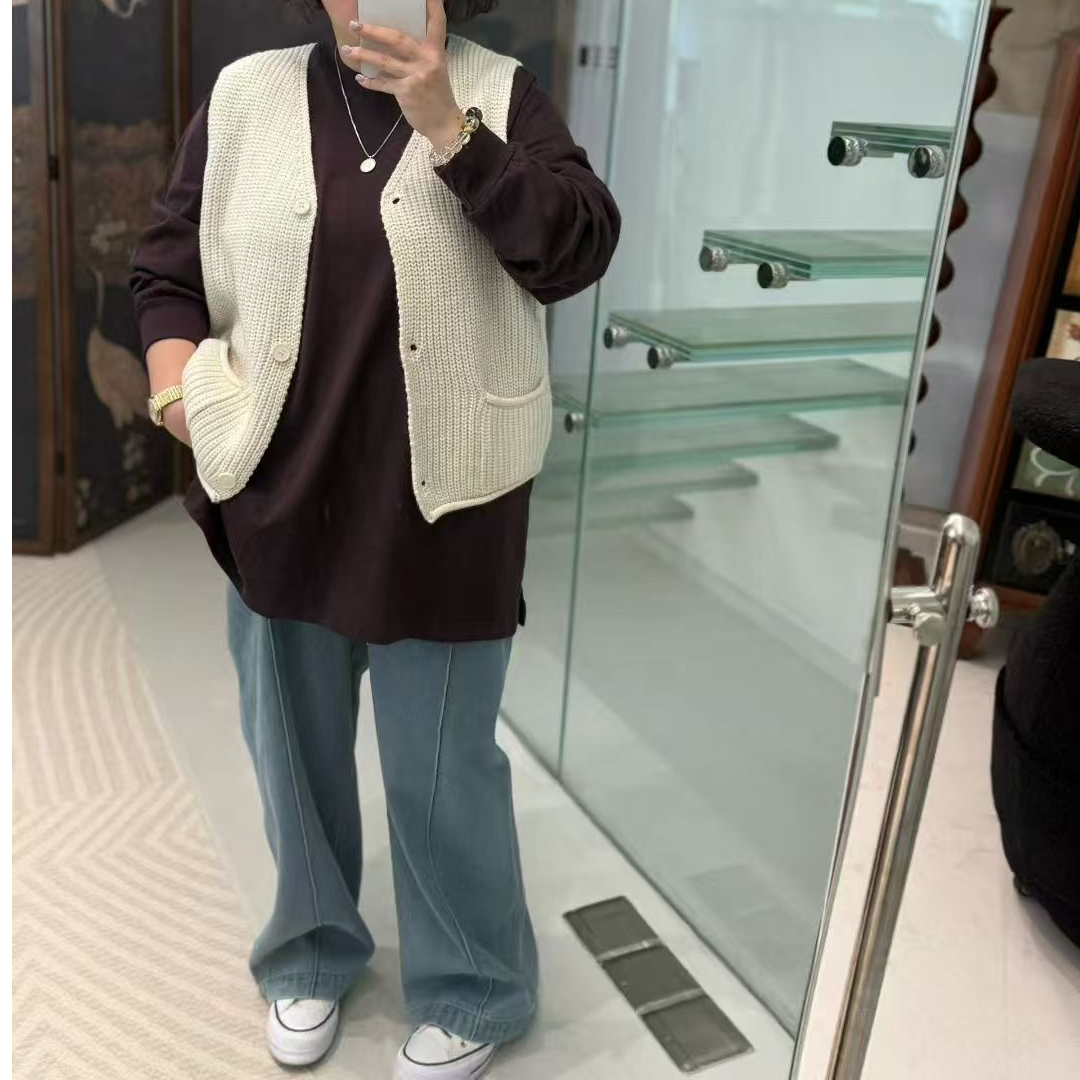 遇见-定制版宽松竖条牛仔裤