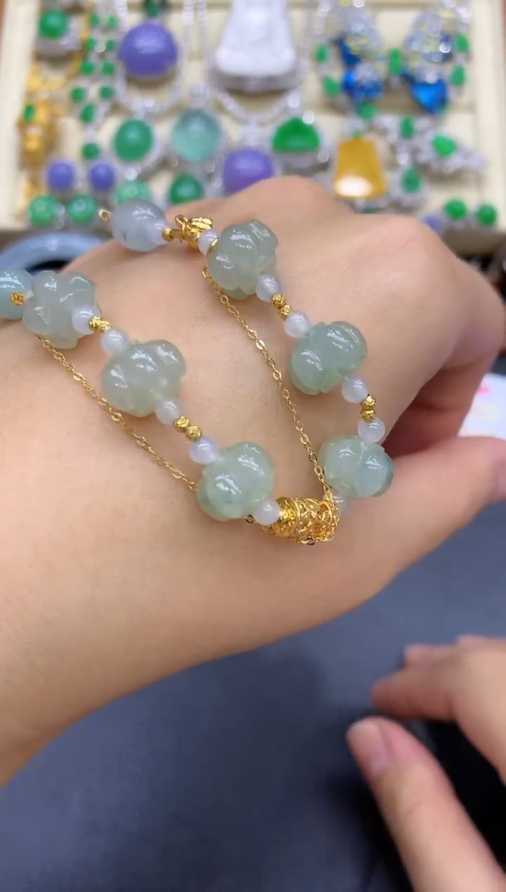 18K金镶嵌手链翡翠51-中国好珍宝