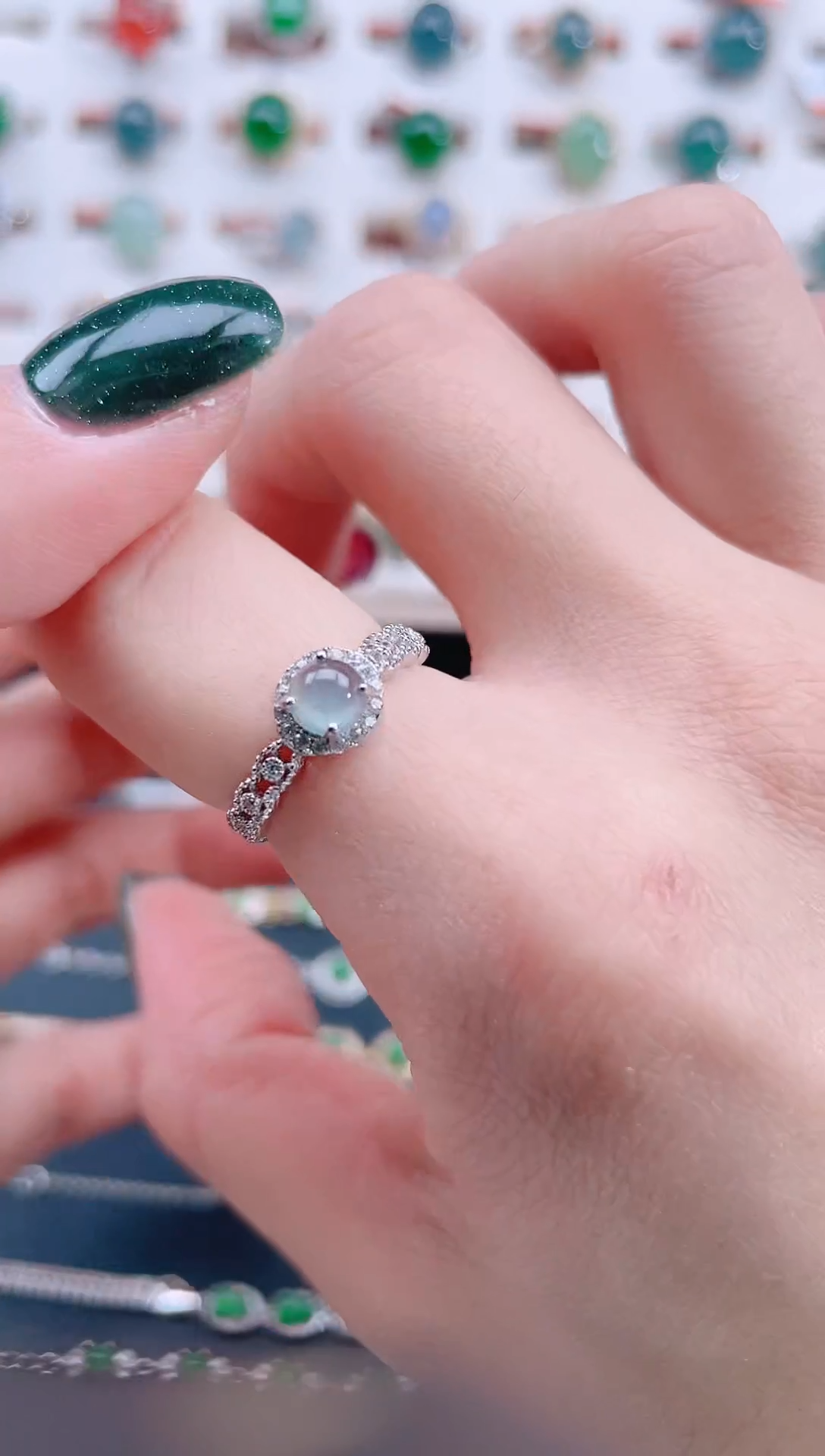 银S925镶嵌戒指翡翠天然翡翠