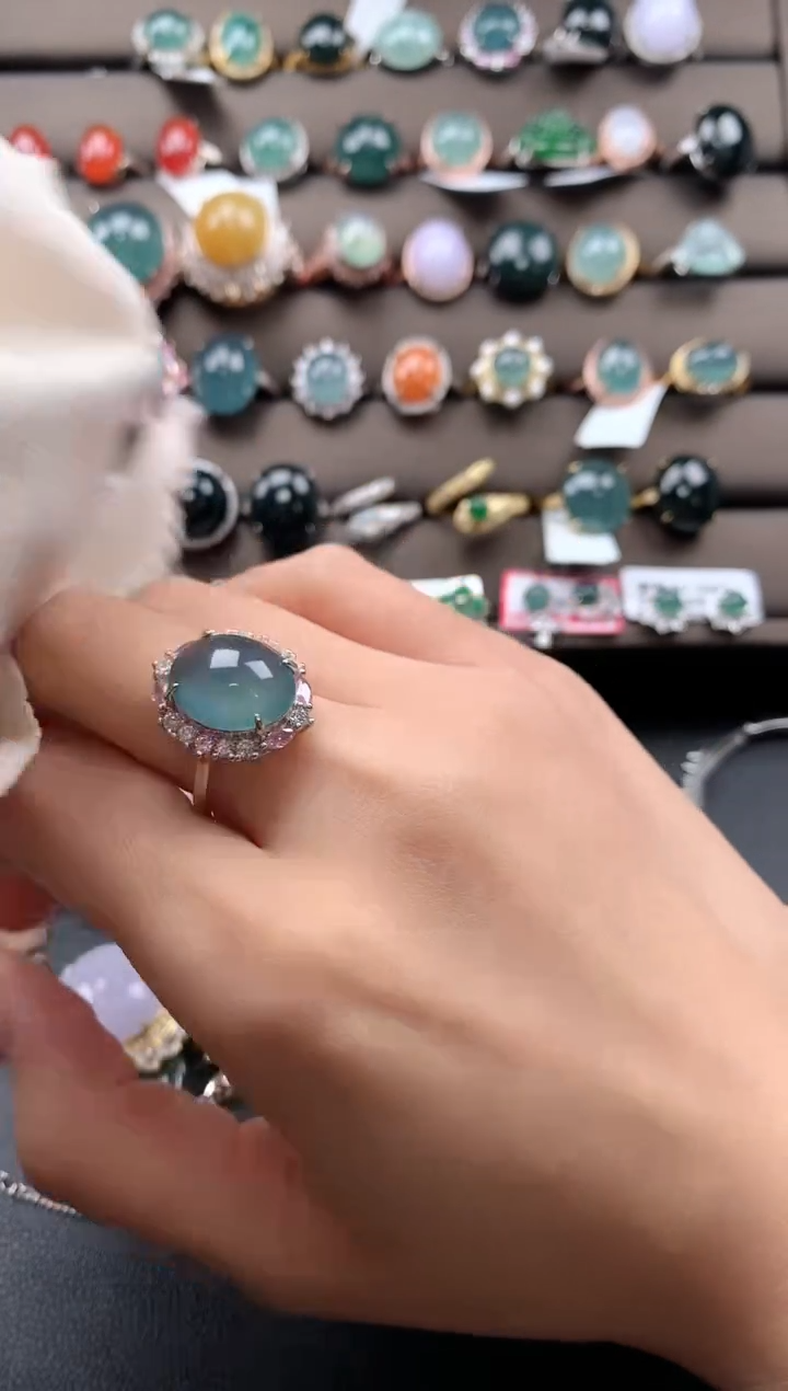 【闪购商品】翡翠戒指银S925镶嵌53234