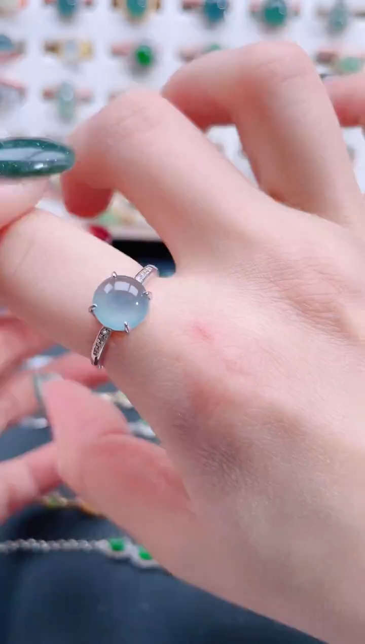 银S925镶嵌戒指翡翠天然翡翠