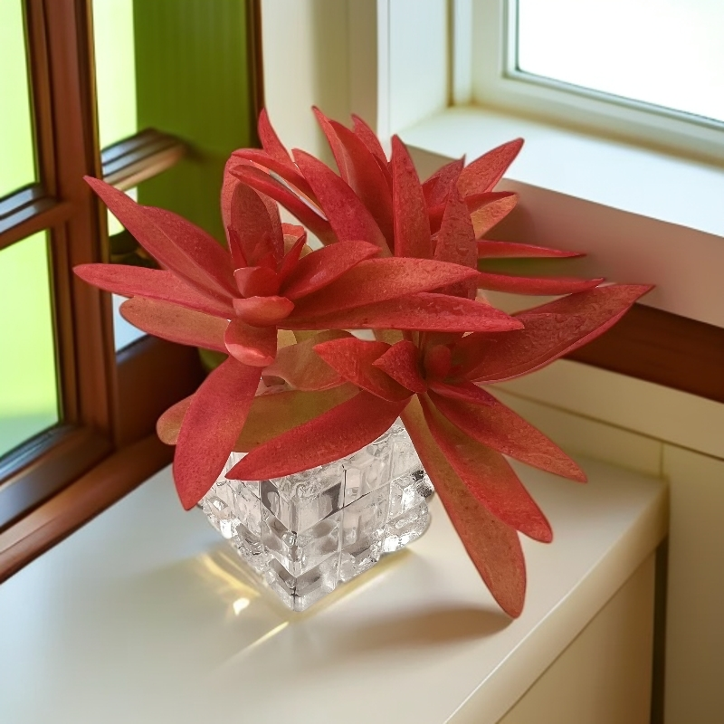 深红--【③号】无土多肉--红灯笼SP（1颗/送透明小方冰晶盆）