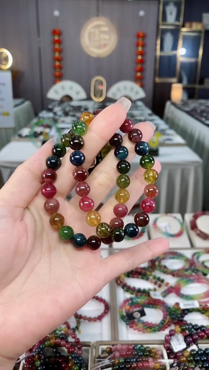 收藏级老矿碧玺单圈手串9mm+未镶嵌碧玺hon多样性发货一条