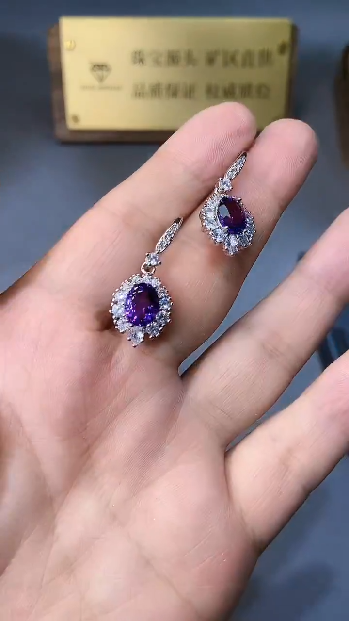 【闪购商品】紫晶耳饰银S925镶嵌35454