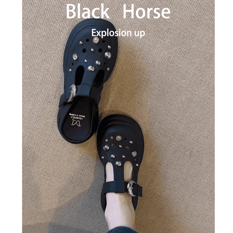 【万达撤柜】2025夏新款厚底增高防滑软底凉拖鞋女外穿沙滩鞋洞洞鞋