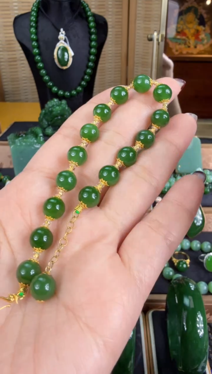 【闪购商品】和田玉（碧玉）手链18K金镶嵌  