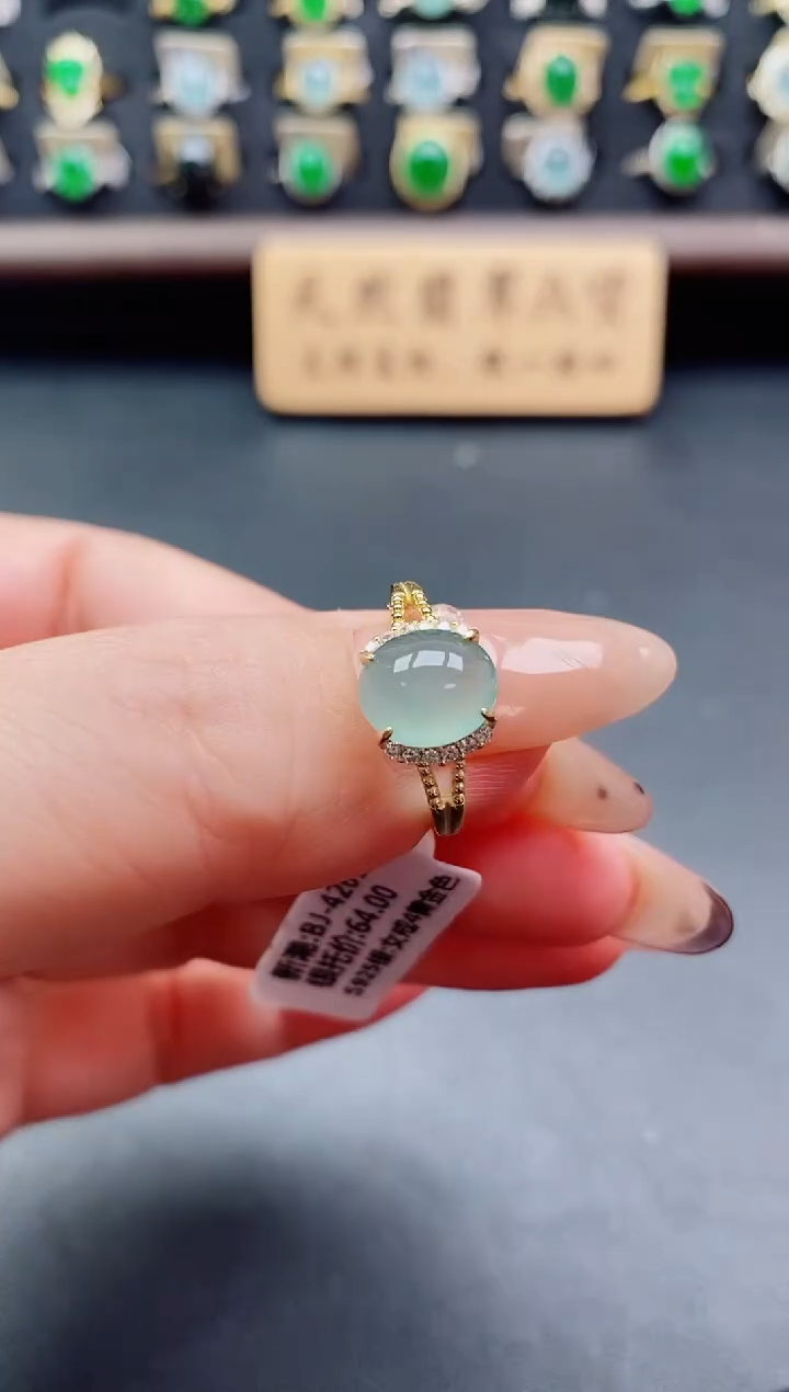银S925镶嵌戒指翡翠1