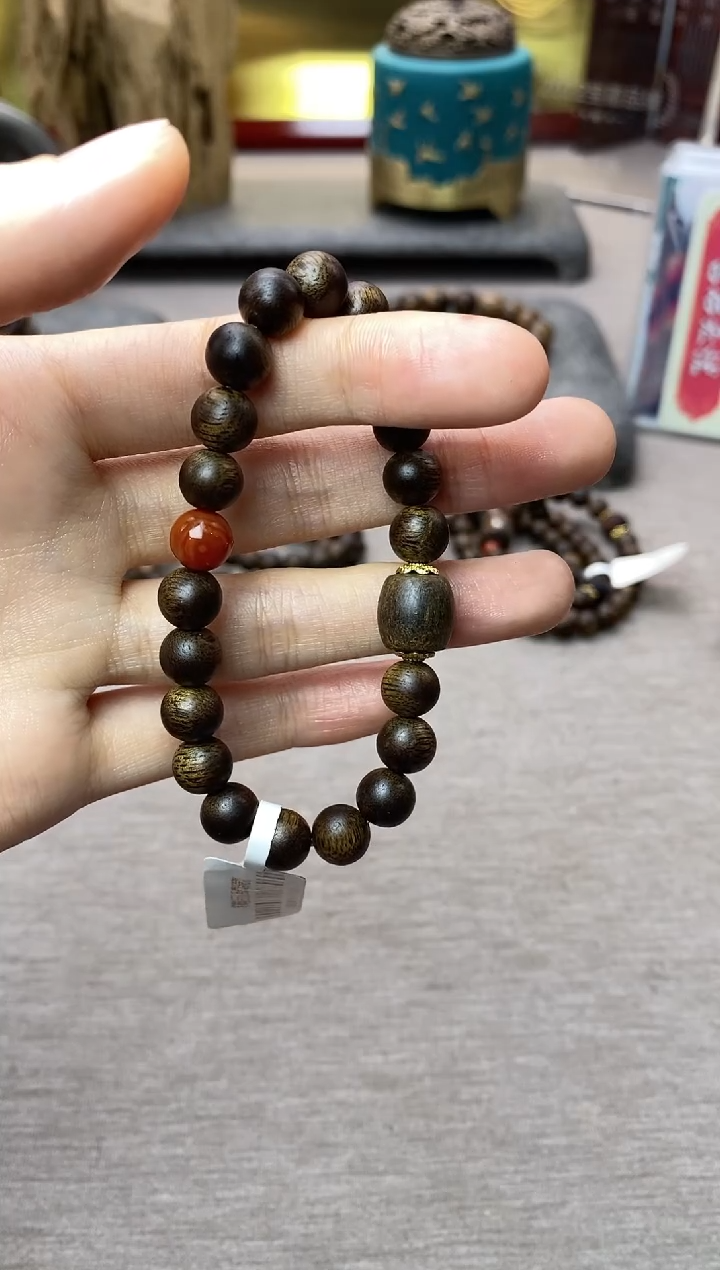 【闪购商品】沉香手串紫棋08+白棋单珠沉水老料