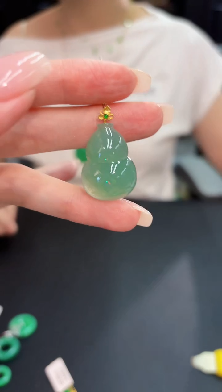 翡翠18K金镶嵌颈饰 缅料A货/支持复检/一件