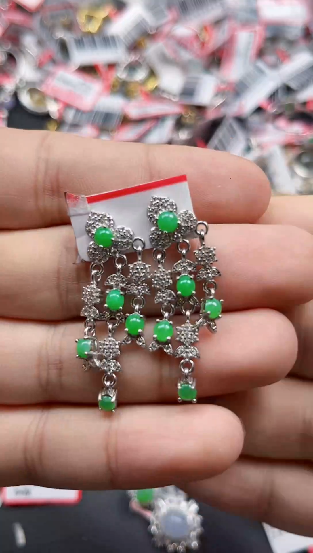 银S925镶嵌戒指翡翠天然A货缅甸翡翠