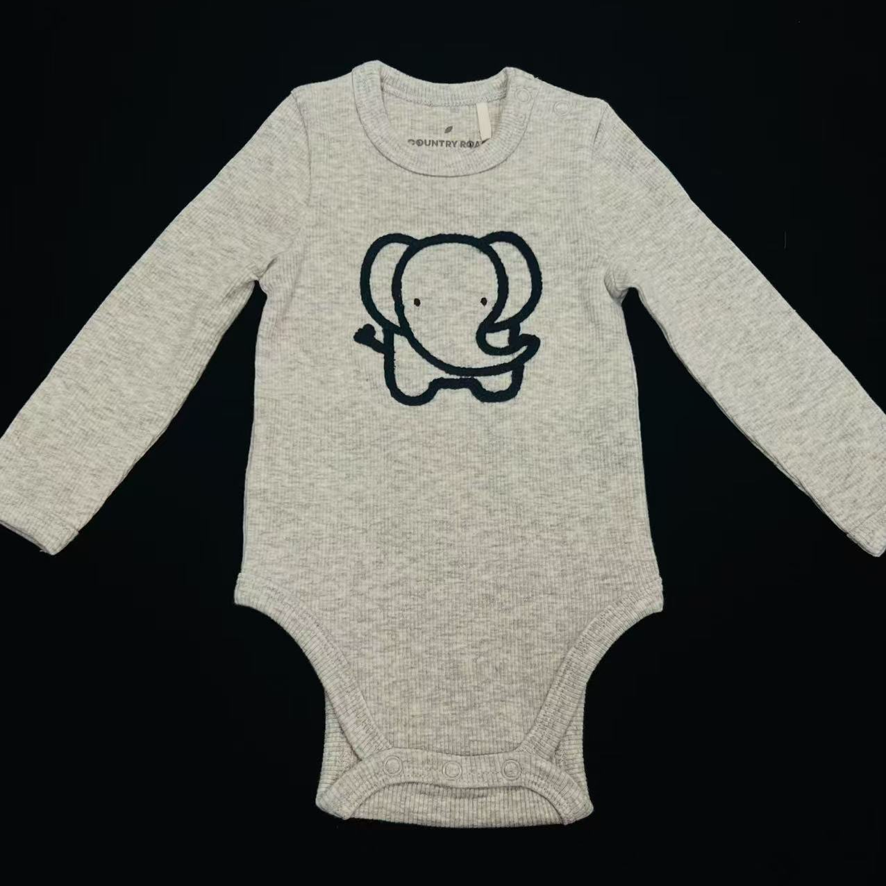 澳单CR灰色大象图案长袖包屁