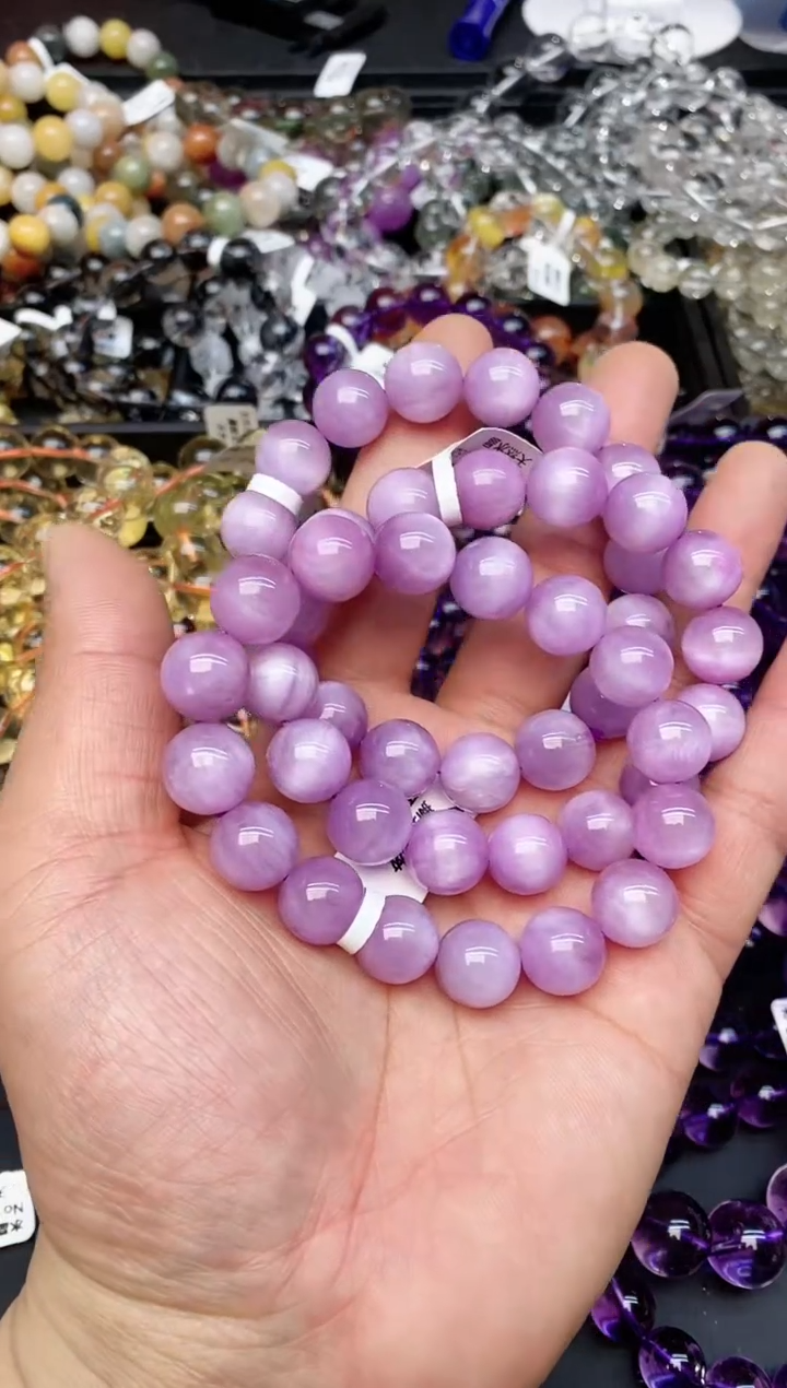 【闪购商品】锂辉石手串未镶嵌A98 紫锂辉 12mm+多样性发其一