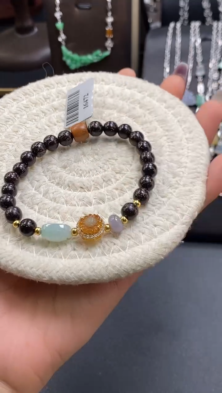 颈饰银S925镶嵌翡翠净货16472