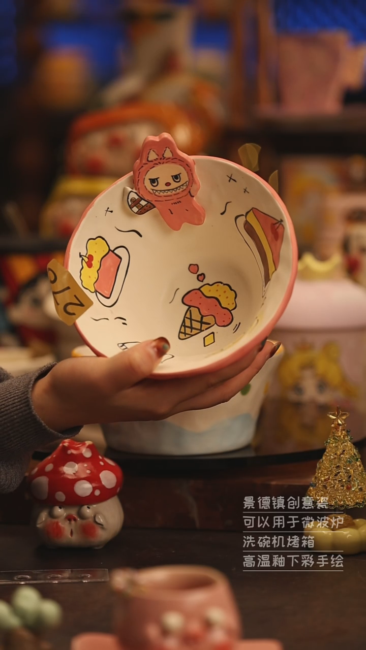 陶瓷景德镇可爱陶瓷釉下彩绘设计师款