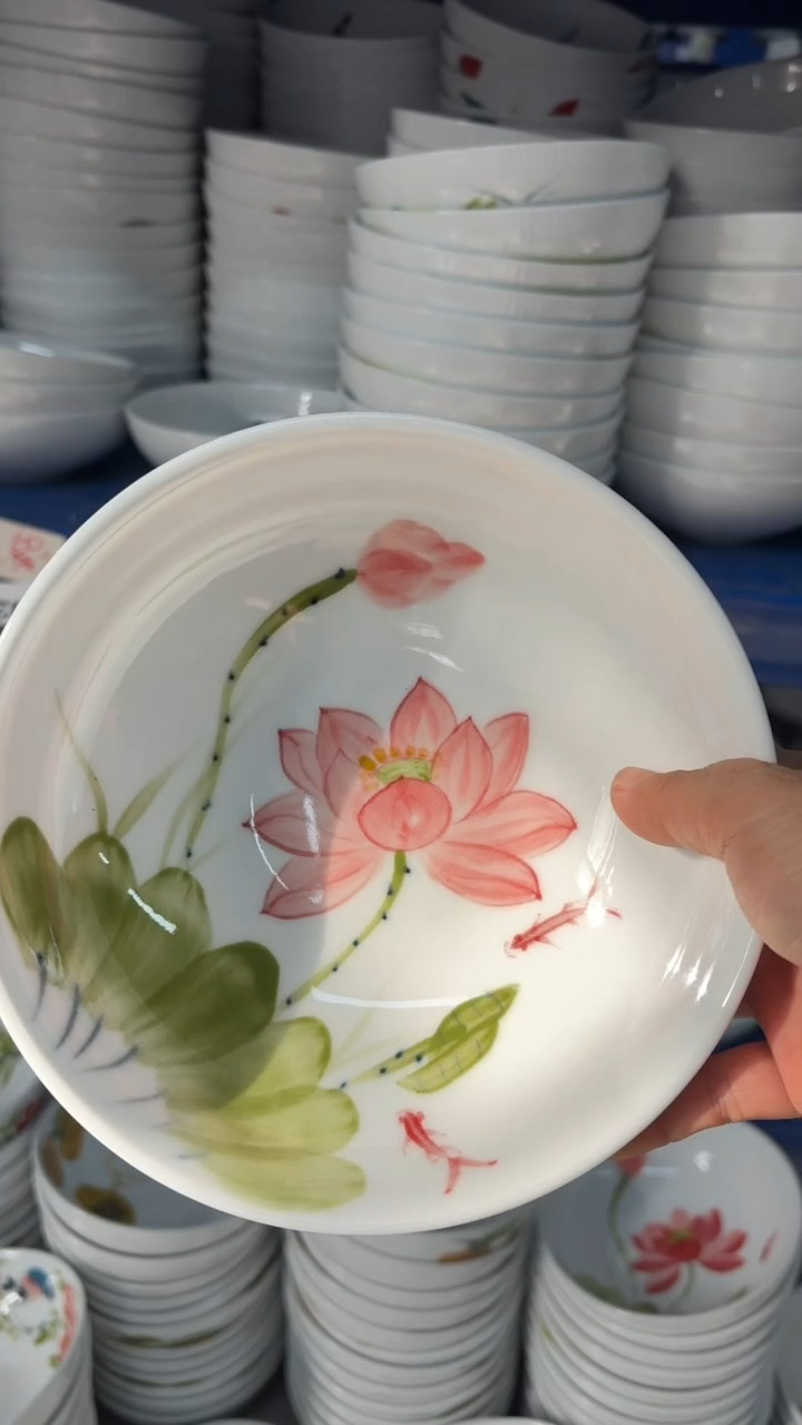 瓷片景德镇高温陶瓷食品级手绘釉中彩-大胖碗